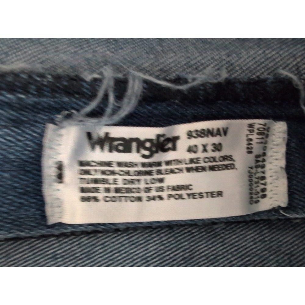 Wrangler Men's‎ Cowboy Cut Slim Stretch Straight Jeans 938NAV 40x30 Actual 38x28 - Picture 5 of 5